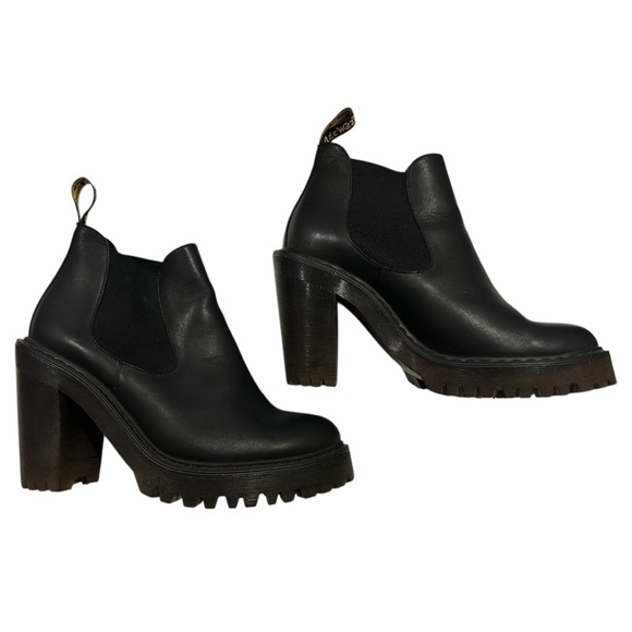Dr Martens Woman Hurston Black High Heel Chelsea Ankle Boots - Picture 3 of 7